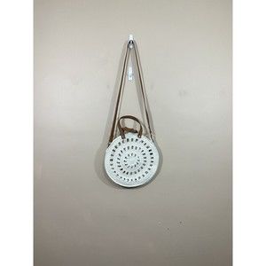 Womens Round Crochet Crossbody Purse White Festival Prairiecore Coastal Cowgirl